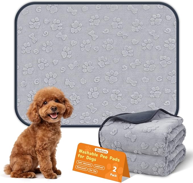 LOOBANI Washable Puppy Pads 36"x24",2 Packs Fast Absorbent Washable Pee Pads for Dogs, Non-Slip & Waterproof Pet Whelping Pads, Reusable Dog Mat for Floor Crate, Bed, Incontinence, Housebreak
