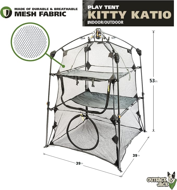 Outback Jack Catio Outdoor Cat Enclosure, (Kitty Katio) for Indoor Cat or Multiple Cats - Portable Tent, Play Tent for Cats, Catio, Outside Enclosure
