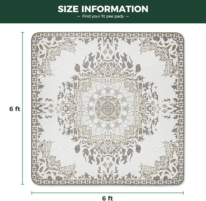 FXW Washable Pee Pads for Dogs, Puppy Pads with Super Absorbent, Specifically Designed for FXW Rollick/Homeplus 32 inch 8 Panels Dog Playpen, 71" Square, Boho, 1 Pack