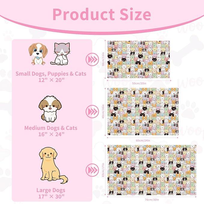 Dog Food Mat, Absorbent Pet Feeding Mat for Dog & Cat Food and Water Bowl, Non-Slip Quick Dry Pet Placemat Floor Protector for Messy Drinkers(17 x 30in)