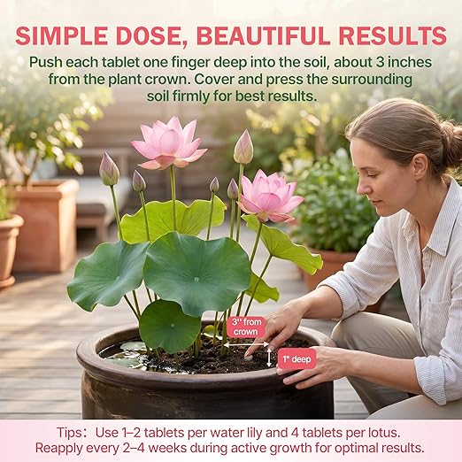 Aquatic Plant Fertilizer for Water Lilies & Lotus, Fish-Safe Water Lily Fertilizer Tablets for Pond Plants, Lotus Fertilizer & Pond Plant Food for Lush Pads, Strong Roots & Vibrant Blooms, 100 Count