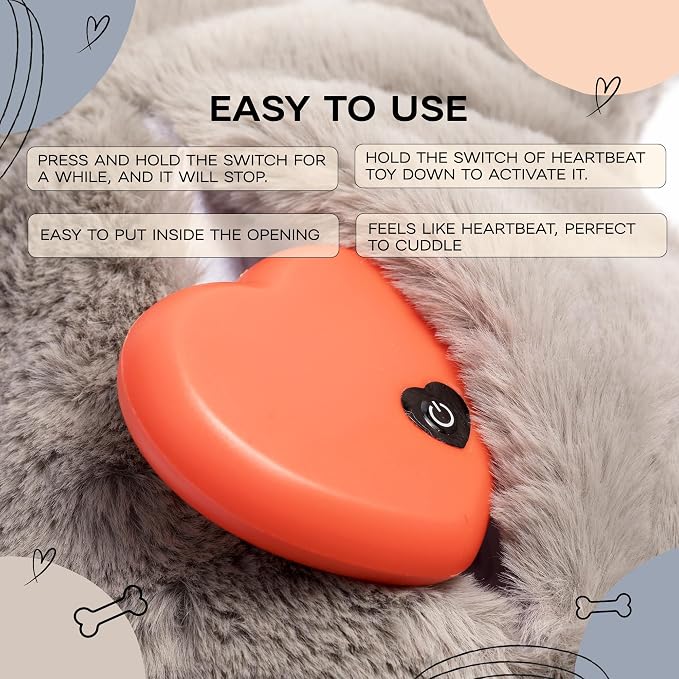 Upgraded Heartbeat Puppy for Dogs with Blanket, Heat Packs and Chew Toy - Pet Anxiety Relief and Calming Sleep Aid - Perfect Dog Stuffed Animal for Behavioral Crate Training - Dog Toys