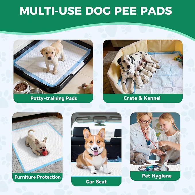 Large Puppy Pads 30" x 26" 100 Count Disposable Dog Pee Pads Leak-Proof, Large Pee Pads for Dogs 100 Pack, Super Absorbent & Quick-Dry Pet Potty Training Pads for Dogs, Puppies, Doggy