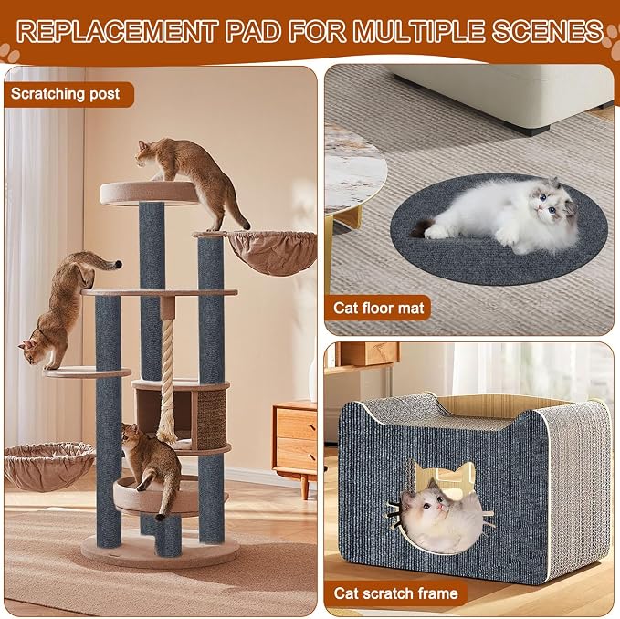 Cat Scratch Mat,118.5"x15.9" Trimmable Self-Adhesive Cats Scratch Carpet,Couch Protector from Cats Claw, Cat Scratch Furniture Protector, Indoor Furniture Protection for Chair, Wall,Sofa(Dark Gray)