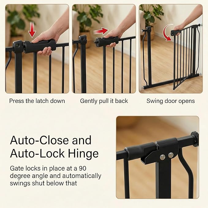 29-34 Inch Baby & Pet Gate - White Metal Pressure Mounted Walk Through Safety Gate for Narrow Stairs & Doorways