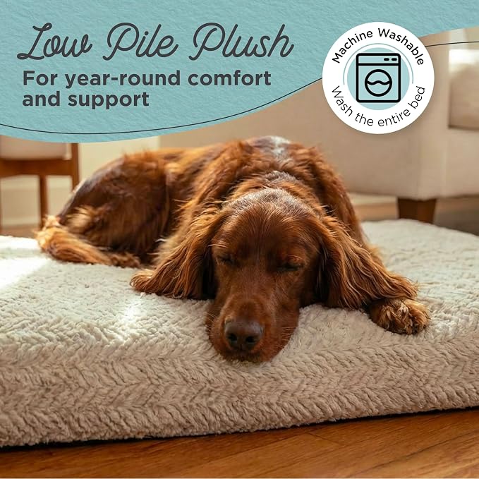 Best Friends by Sheri Comfy Crate Sleeper Mat – Plush Low-Pile Dog Bed, 42" x 28", XL & XXL Crates, Up to 100 lb Dogs, Machine Washable, Herringbone Pattern, Oyster