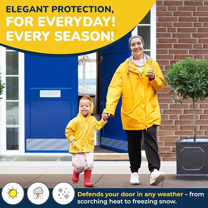 PROTECTO 2-Pack Heavy Duty Door Protector from Dog Scratching, 34x8” Clear Self-Adhesive Door Kick Plate for Bottom of Door, Scratch Protection for Interior & Exterior Doors, Window & Sliding Doors