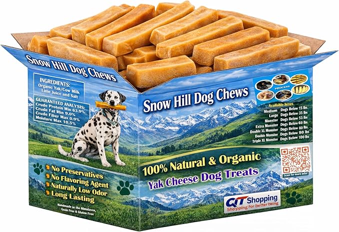 Snow Hill Himalayan Yak Cheese Dog Chews XXL – Long Lasting Natural Treat for Aggressive Large, X-Large Chewers Dogs – 100% Digestible, Grain-Free, Rawhide Free Monster – 3 lb Box