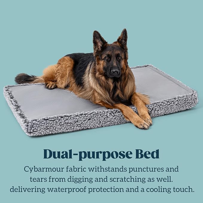 PELZIN Stoutwool 4" Indestructible Dog Bed - Orthopedic Chew Proof Dog Crate Pad - Fluffy Kennel Mat for Aggressive Chewers - Ideal for Large Breeds & Fits 42-Inch Crate - 41"x27", Charcoal