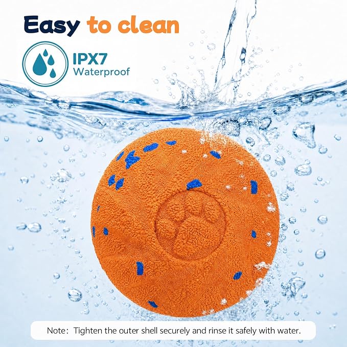 Smart Interactive Dog Toy Ball, 3 Automatic Bouncy Modes, Durable E-TPU Material for Chewing, Rechargeable and IPX7 Waterproof, Enrichment Toy for Medium and Large Dogs (Orange)