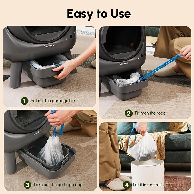 80 Count 21.65" x 11" Cat Litter Box Liners for Self Cleaning Litter Box, Extra Thick Heavy Duty Cat Litter Bags Replacement, 6-8 Gallons of Capacity
