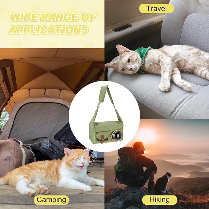 Bubble Cat Carrier, Travel Pet Carrier Soft Sided Breathable Cat Carrying Case for Kitten Small Dogs Up to 14.3 lbs (Green), Intended for Hiking/Camping/Traveling