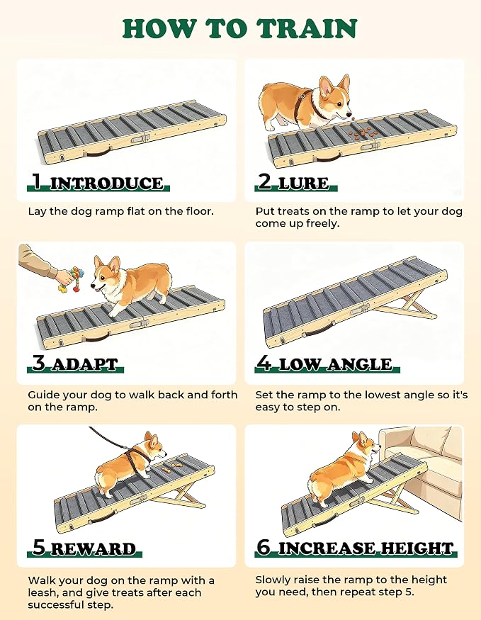 Dog Ramp Dog Stairs for Large Dogs Foldable Dog Ramp with 5 Adjustable Heights from 13.98'' to 27.56" Wood Pet Ramp with Non Slip Carpet Portable Puppy Ramp for Couch, Sofa, Bed, Car (Black)