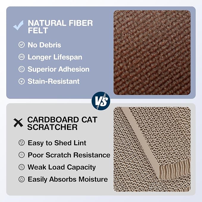 157.5" x 15.8" Cat Scratch Furniture Protector, Self-Adhesive Couch Protector from Cat Claws, Cats Scratching Mat for Couch, Sofa, Wall & Door, DIY Cat Scratch Pads Replacement, 2 Pack (Brown)
