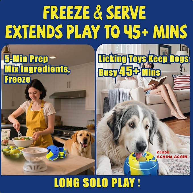 BIONEMAGILI™ Interactive Dog Toy with Freeze Tray - 8-in-1 Puzzle Feeder, Durable Silicone for Aggressive Chewers, Slow Feeder to Reduce Anxiety (3 Challenge Levels for Small/Large Dogs)