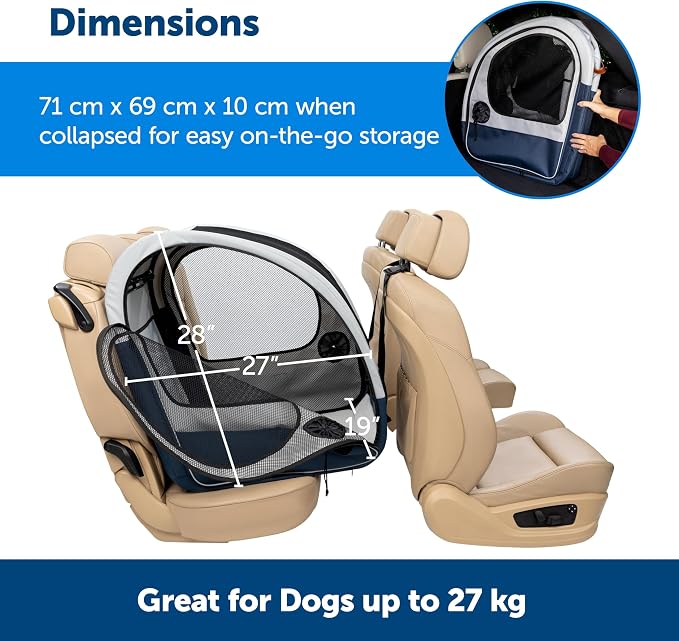 PetSafe Happy Ride Collapsible Dog Car Crate, Foldable Travel Crate for Pets Up to 60 Lbs
