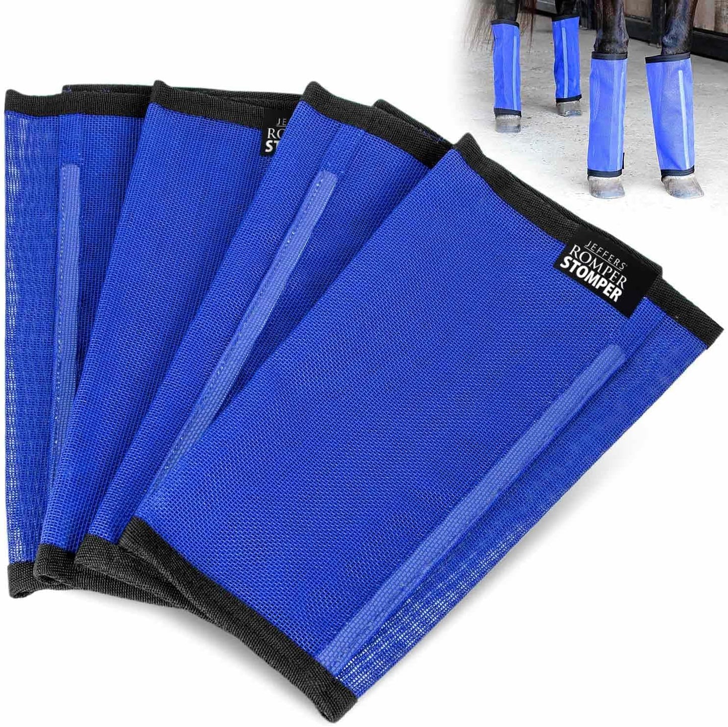 Jeffers Romper Stomper Fly Boots for Horses - Grey, Large – Breathable Mesh Leg Wraps for Insect Protection, Stable Accessories for Summer Turnout, Ride Gear, Horse Hoof & Leg Care - 4 Pack