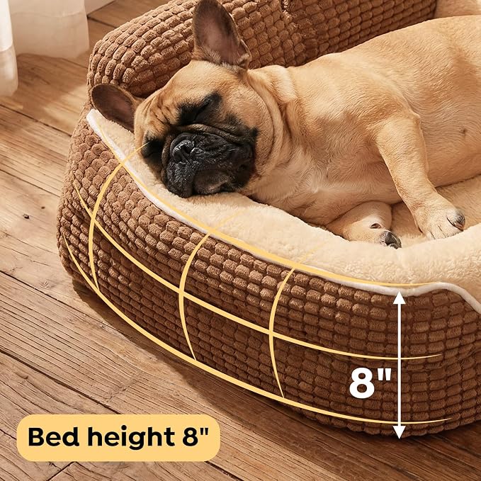Veehoo Cute Small Dog Bed, Orthopedic Waterproof Pet Beds for Small Dogs, High Back Non-Slip Bottom and Egg-Crate Foam Puppy Couch Sofa with Washable Removable Cover, 24"