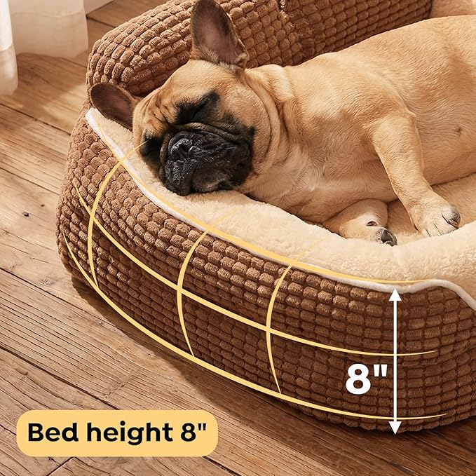 Veehoo Cute Dog Bed for Medium Dogs, Orthopedic Egg-Crate Foam Dog Bed with Sides, Removable Washable Cover & Waterproof Lining, Comfortable Pet Couch Pet Sofa, 36"