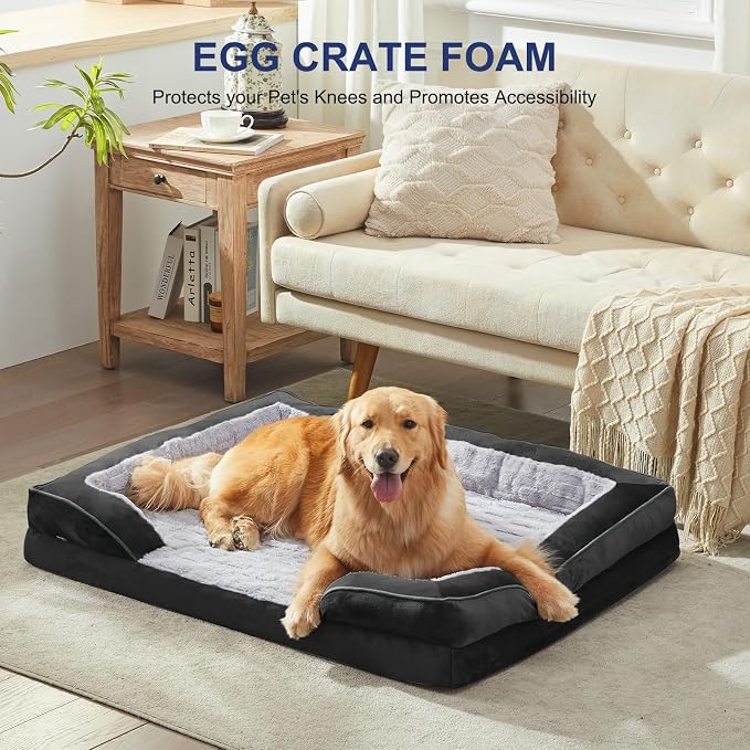 FURTIME Orthopedic Dog Bed for Medium Size Dog, Waterproof Dog Beds, 35x25x6.5 Supportive Foam Pet Couch Bed with Removable Washable Cover and Nonskid Bottom