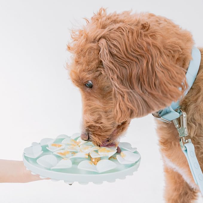 Dexypaws: Enrichment Snuffle Mat: Sky Blue Circle - Textured Dog Feeding Pad, Food Grade Silicone, Spread Food & Treats, Pet Soothing, Suction Back