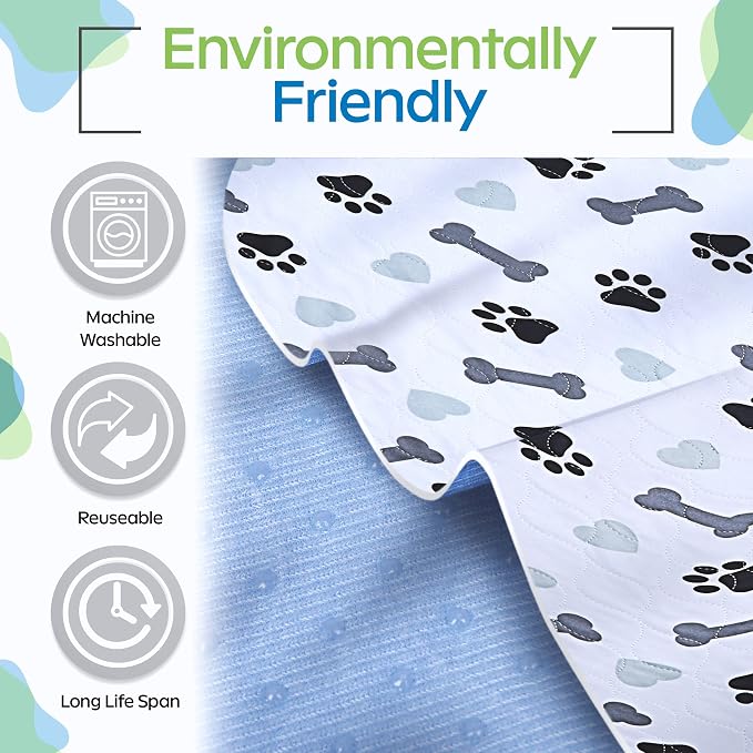 GREEN LIFESTYLE Washable Underpads Pack of 6 - 34x36 and Pack of 2 - 30x34 Bundle - Large Pee Pads for Dogs, Machine Washable Reusable Puppy Pads, Waterproof Pet Training Pad