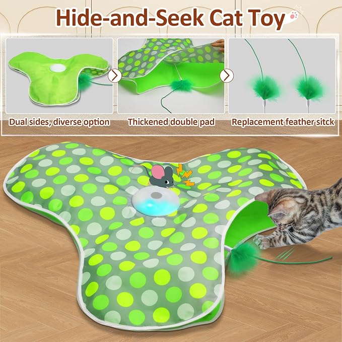 Sofolor Hide and Seek Cat Toys and Replacement Feather Wand (3 Pcs)