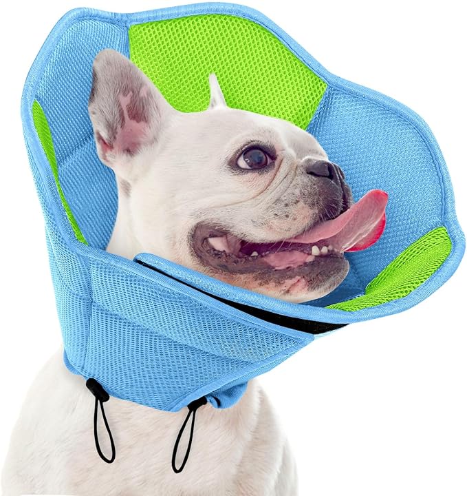 Dog Cone - Soft Cone for Dogs to Stop Licking, Pet E-Collar Alternative After Surgery, Adjustable Pet Recovery Collar for Wound Healing, Light Blue Small