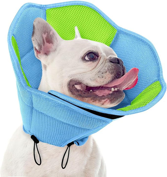 Dog Cone - Soft Cone for Dogs to Stop Licking, Pet E-Collar Alternative After Surgery, Adjustable Pet Recovery Collar for Wound Healing, Light Blue Small