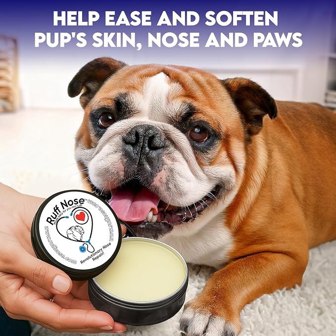 Natural Dog Nose & Paw Balm – RuffNose Gentle Moisturizer for Dry, Cracked Paws and Noses – Made with Natural Ingredients, Including Coconut Oil – Dog Paw and Nose Butter (2 oz)