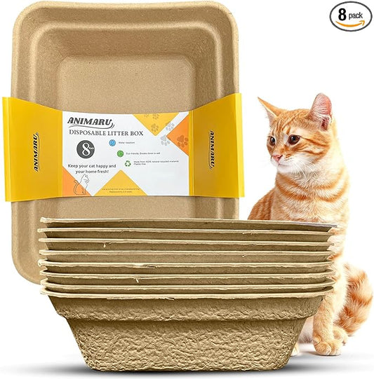 Disposable Litter Boxes (Brown, Large 8-Pack)