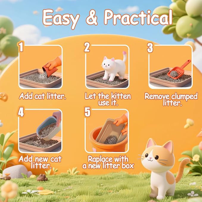Disposable Litter Boxes for Cats Leak-Proof: 20-Pack Odor Control Sustainable Large Kitty Tray for Travel/Indoor Use