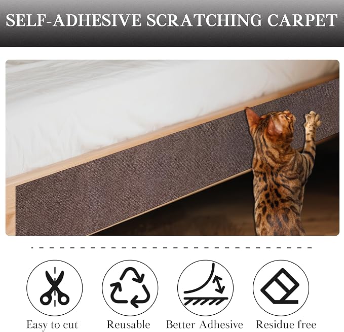 2 Pack Cat Scratch Furniture Protector Trimmable DIY Climbing Scratching for Indoor Couch Protector from Cat Claws, Walls and Tower Replacement (Brown, 15.7'' x 23.6'')