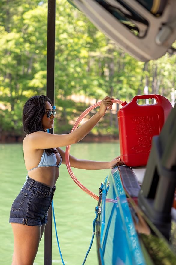 1” x 6’ Self-Priming Shaker Jiggler Siphon Hose, FlowPro Siphon Gas & Fuel Transfer Pump, Gas Can Siphon for Boats, Jet Ski, Pontoon. Water Siphon Pump for Hot Tub Drain and Cold Plunge | 10 GPM