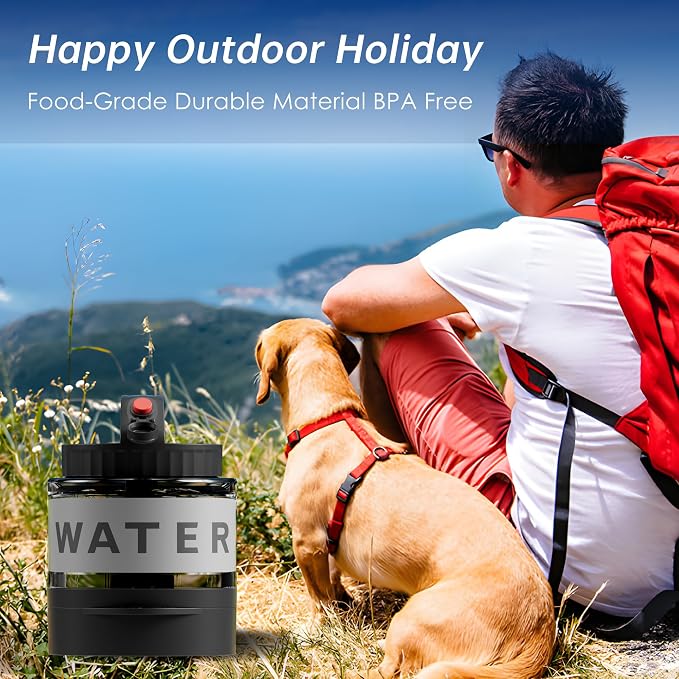 54oz Dog Water Dispenser Portable, 1.6L Leak-Proof Dog Water Bottle with Pull-Out Bowl, BPA Free Pet Travel Water Bottle for Daily Walks, Hiking, Park, Car Travel, Outdoor Beach Accessories