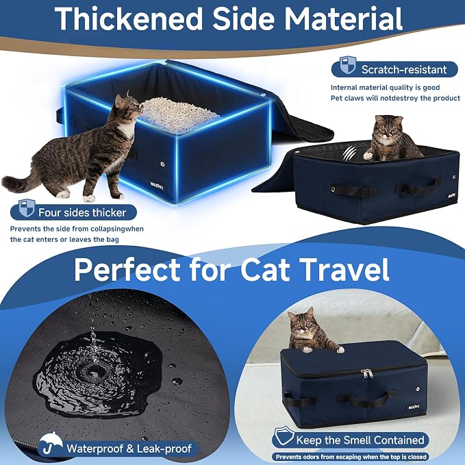 Portable Cat Travel Litter Box with Lid and 10 Pcs Disposable Liner Bags,Dog Purse Carrier for Small Dogs Cats Rabbits Up to 13lbs