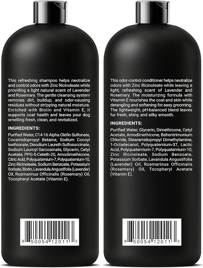 ALFIE'S CHOICE Dog Shampoo for Smelly Dogs | Fresh & Clean Shampoo and Conditioner Set | 16 fl oz Each | Lavender & Rosemary Deodorizing Wash | Odor Control for All Breeds