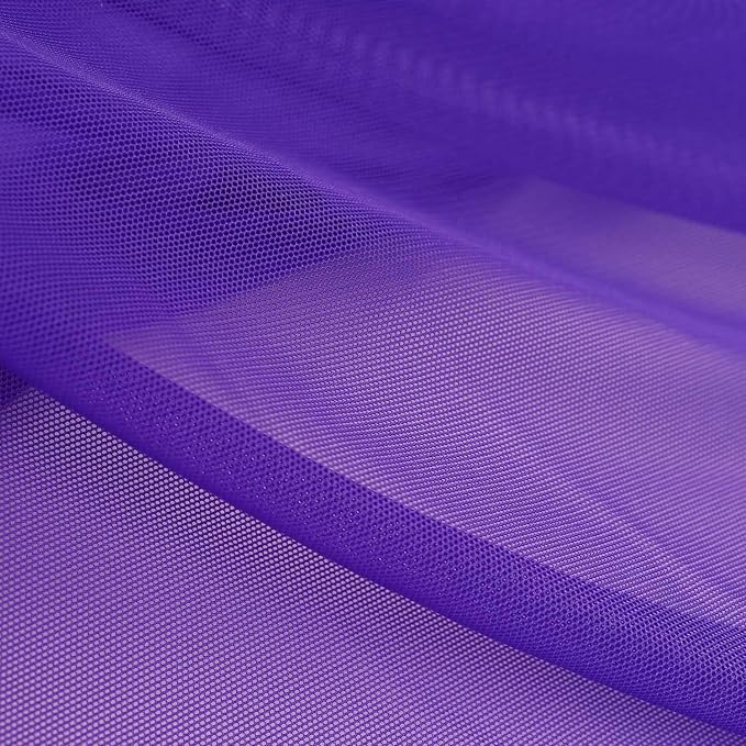 Ultrathin 4-Way Stretch Net Fabric Nylon Spandex Power Mesh Lightweight Sheer 60" Wide, a Continuous 5 Yards (Purple)