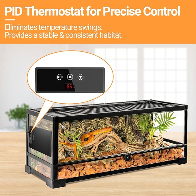 REPTI ZOO Reptile Heat Pad 8 in × 12 in, 23W Reptile Heat mat with Adjustable Thermostat for Turtles, Hermit Crabs, Bearded Dragons, Leopard Geckos, Snakes, Lizards