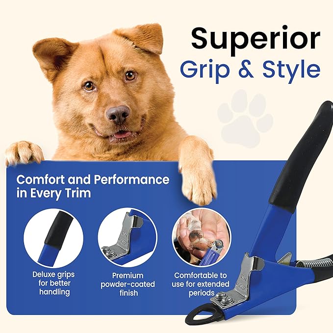 Resco Deluxe Dog Nail Clippers for Small to Medium Dogs - Professional USA-Made Guillotine Trimmer - Heavy Duty Steel, Blue