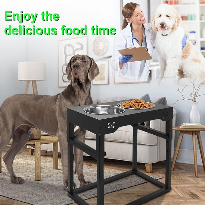 Elevated Dog Bowl Stand, 8.8 Lb Weight Capacity, Adjustable 8 Heights, Stainless Steel, Reduces Joint Stress, Easy to Use and Adjust, Anti-Skid Pads