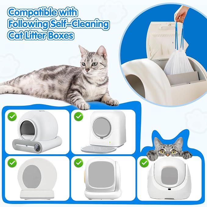 120count Automatic Litter Box Bags for Cat High-Density Polyethylene Compatible with MeoWant MW-SC01 MW-SC02 1.5 Mil Thick 22 lb Max Disposable Heavy Duty Scent Free - Clear 17.7 x 19.7