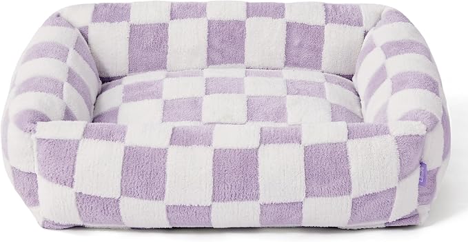 LE SURE Cute Dog Bed for Medium Dogs - Washable Pet Beds,Cozy Rectangle Orthopedic Sofa with Jacquard Shaggy Plush & Anti Slip Bottom,30x24x8inches