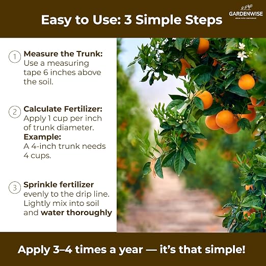 GARDENWISE Professional Citrus Fertilizer + Vital Micronutrients; Perfect Balanced NPK for All Citrus; for Indoor and Outdoor Plants; Orange, Lime, Avocado and Lemon Tree Fertilizer (5 QUARTS)
