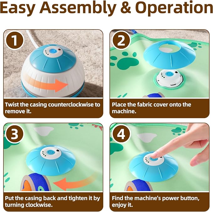 Casfuy 4 Speed Interactive Hide and Seek Cat Toy with Moving Mouse Electronic Motion Concealed Teaser Wand Cat Toy