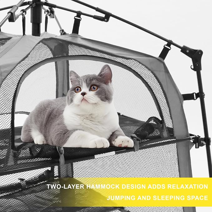 Cat Tower Tent,Outdoor Patio Cat Enclosures with Breathable Mesh,Indoor Playpen Portable Exercise Tent