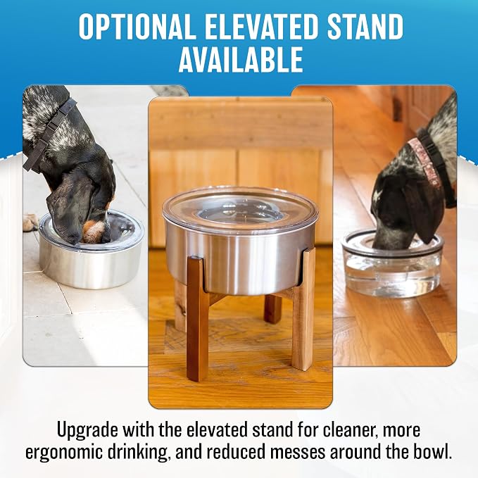 Slopper Stopper Tritan Plastic Dripless Water Bowl with Lid – Holds 1 Gal, Reduces Spills and Trails Up to 85%+, Water Bowl for Multiple Small Breed Dogs (0-20 lbs), The Original Slobber Stopper