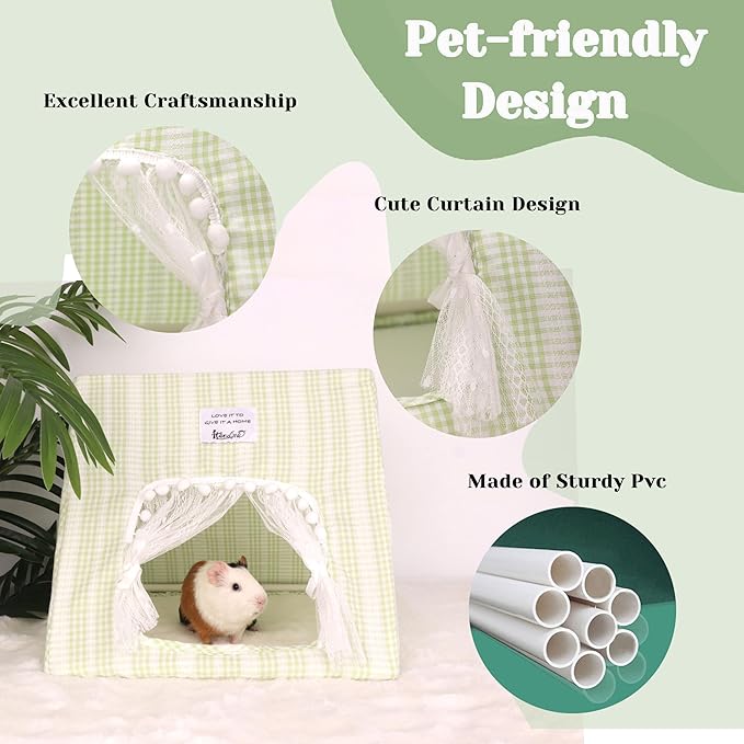 Small Pet Habitat Bundle - Snow-Themed Chew Toy & Large Hideout for Chinchillas, Rabbits, Ferrets