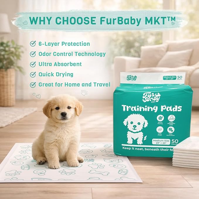 Puppy Pads for Dogs [50 Count] – [23"x23"] 6-Layer Disposable Dog Training Pads, Quick-Dry Wee Pads, Highly Absorbent Pee Pads for Dogs, Indoor Potty Training