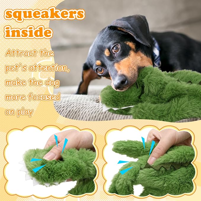 Sratte 10 Pcs Soft Dog Squeaky Toys No Stuffing Crinkle Dog Toy for Aggressive Chewers Durable Plush Teething Puppy Squeak Animals Chew for Small Medium Large Pets, 10 Styles (Cute Style)